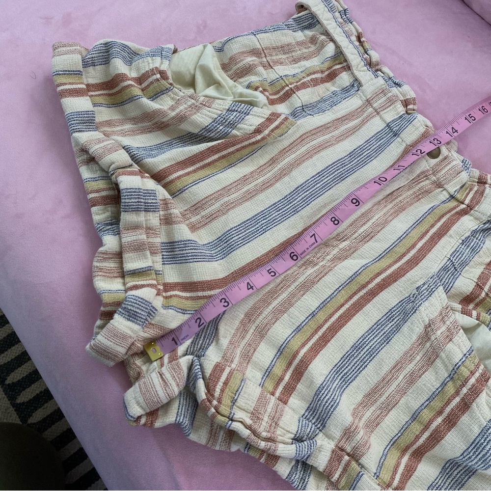 Free People Topanga Yarn Dyed Shorts New Large Boho Paper Bag Pocket striped - Picture 10 of 16